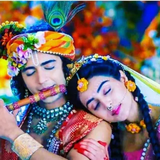 🤗 Krishna Krishna, Hinduísmo, deus, divindade, flauta, Radha telegram sticker