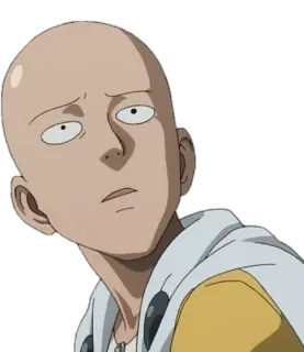 🤨 Saitama One-Punch Man аниме, герой, лысый, серьезный telegram sticker