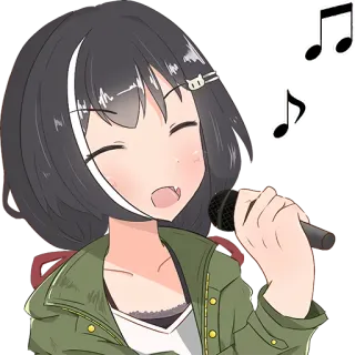 🎤 anime girl, singing, microphone, music, kawaii telegram sticker