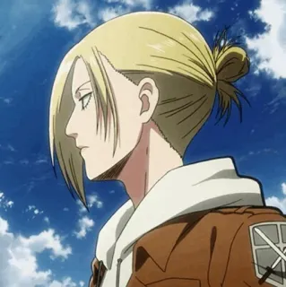 🤘 Annie Leonhart Attack on Titan anime, dibujos animados, personaje, chica, rubia, seria, perfil telegram sticker