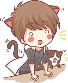 💓 gato, anime, dibujos animados, lindo, orejas de gato, kawaii, arte digital, feliz telegram sticker