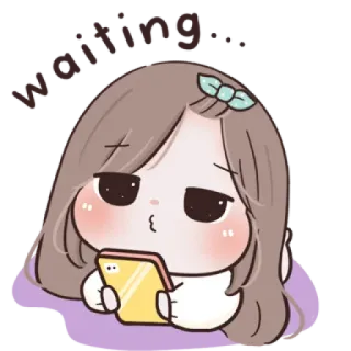 🌙 schattig, meisje, cartoon, telefoon, chibi, sticker whatsapp sticker