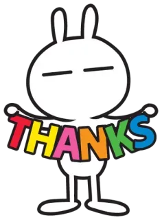 😌 THANKS gracias, conejo, conejo, dibujos animados, gratitud, saludo telegram sticker