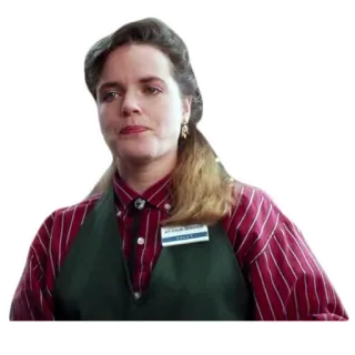 😠 AT YOUR SERVICE mujer, servicio, empleado, trabajo, identificación whatsapp sticker