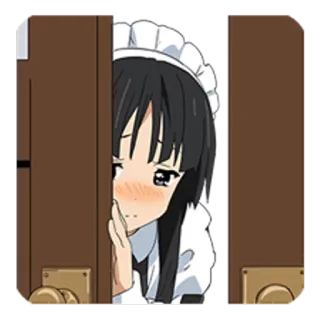😔 Anime, Maid, Garota, Espiar, Porta, Fofo telegram sticker