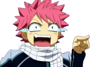 😂 Natsu Dragneel Fairy Tail アニメ, 漫画, フェアリーテイル, ナツ・ドラグニル, キャラクター, ピンク髪, 指差し whatsapp sticker