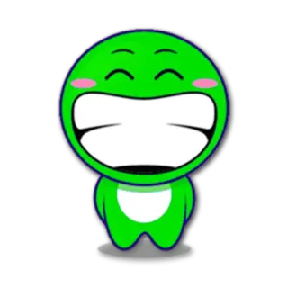 😄 cartoon, green, character, smile, happy telegram sticker