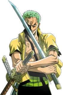 😈 Zoro One Piece anime, swords, green hair, One Piece, Zoro, pirate, manga telegram sticker