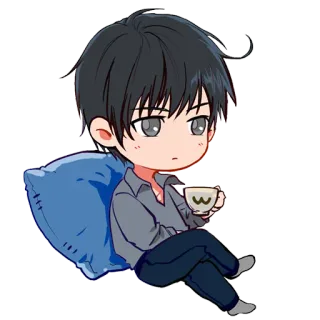 ☕️ anime, chibi, cute, kawaii, cartoon, relaxation telegram sticker