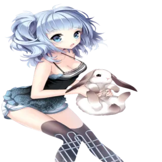 🐰 Anime Mädchen, Hase, Kawaii, Süß, Illustration, Digitale Kunst whatsapp sticker