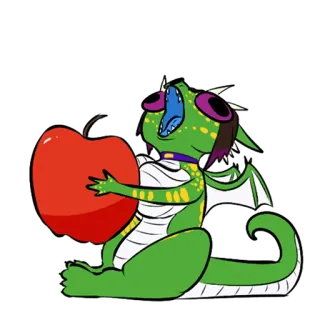 🍎 dragon, cartoon, apple, sticker, cute, green, animal telegram sticker