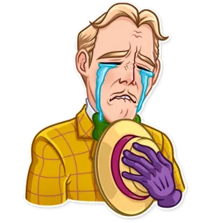😭 homem, chorando, triste, desenho, lágrimas, chapéu telegram sticker