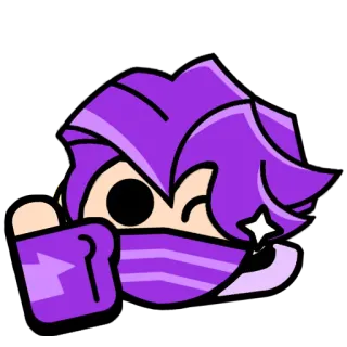 👍 Ninja, Paars, Knipogen, Anime, Cartoon telegram sticker