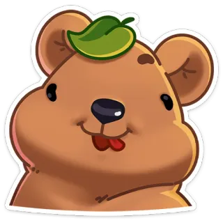 😛 Bär, niedlich, Cartoon, Tier, Blatt, fröhlich, Aufkleber, braun whatsapp sticker