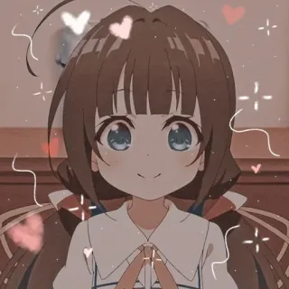 💗 Anime, Chica, Linda, Corazones, Brillo telegram sticker