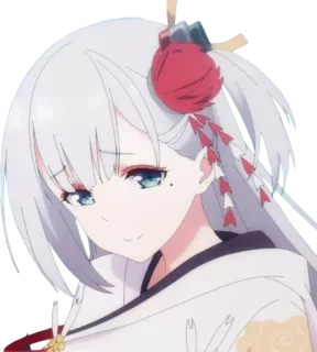😏 anime, girl, character, white hair whatsapp sticker