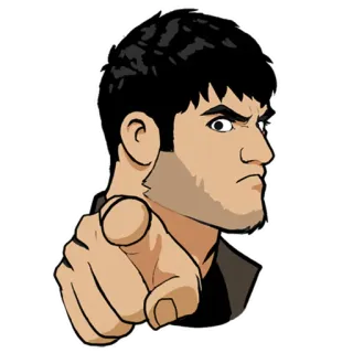 ☝️ pointing, finger, angry, man, cartoon, illustration telegram sticker