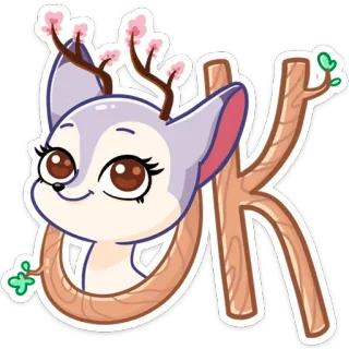👌 OK veado, animal, fofo, alfabeto, letra, ok telegram sticker