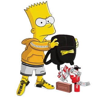🤨 Bart Simpson Desenho animado, Simpsons, Amarelo, Personagem, Mochila, Supreme, Streetwear telegram sticker