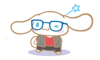 😉 Cinnamoroll cinnamoroll, sanrio, cute, dog, kawaii, glasses telegram sticker