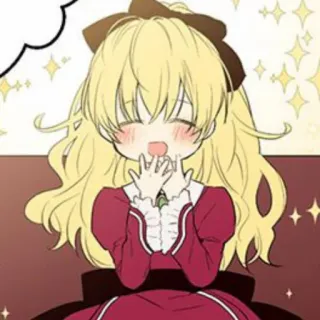 👑 Dessin animé, Mignon, Fille, Blonde, Robe, Anime telegram sticker