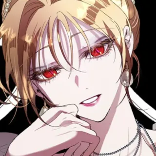 🩸 anime, donna, bionda, occhi rossi, ritratto telegram sticker