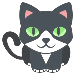 🐱 chat, chaton, animal, animal de compagnie, chat tuxedo, mignon, dessin animé, autocollant whatsapp sticker