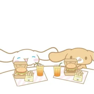 🌟 Cartoon, Süß, Essen, Burger, Pommes, Getränk telegram sticker