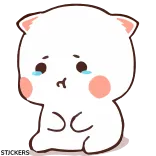 😭 traurig, weinen, tränen, weiße Katze, niedlich, einsam, emotion telegram sticker
