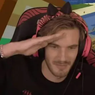 😼 pewdiepie, youtuber, salute, gaming, streamer telegram sticker