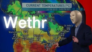 ☁️ CURRENT TEMPERATURES (°C)
Jul 18, 2013 3:00 PM EDT
Wethr
Vancouver
21 Calgary
Victoria 23 Rello23
21
Calust
St John's
15
Charlottefown
F023
29
Winnipeg
Ottawa
26
Toronto
31 météo, température, prévisions, mème, stonks, stonk-man whatsapp sticker