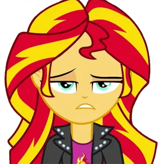 😦 Sunset Shimmer My Little Pony: Equestria Girls カートゥーン, アニメ, サンセットシマー, エクエストリア・ガールズ, 女の子, 悲しい, 表情 whatsapp sticker
