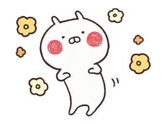 💨 Hase, Blumen, süß, Cartoon, Tier, weiß, kawaii, Sticker telegram sticker