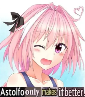 😄 Astolfo Astolfo only makes it better! Anime, Personaje, Lindo, Pelo rosa telegram sticker