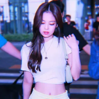 🥡 wanita, kpop, crop top, kasual, potret, mode telegram sticker