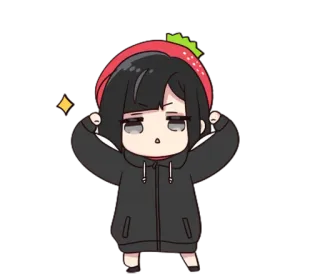 💪 Chica anime, Fresa, Lindo, Chibi, Kawaii, Dibujo animado, Personaje whatsapp sticker