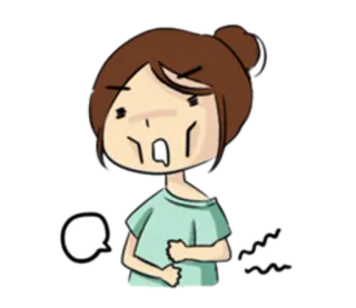 😞 contrarié, malade, dessin animé, en colère, frustré, mal au ventre whatsapp sticker