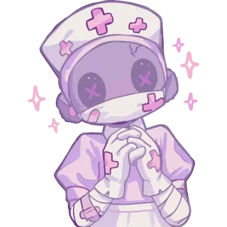 💉 nurse, cute, pink, cartoon, bandage, character telegram sticker