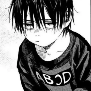 🌚 ABOD ragazzo, manga, triste, personaggio, disegno whatsapp sticker
