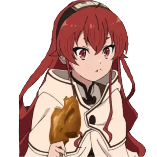 😱 Eris Boreas Greyrat Mushoku Tensei Anime, Tóc đỏ, Eris Boreas Greyrat, Mushoku Tensei, Nhân vật, Đồ ăn, Ăn telegram sticker