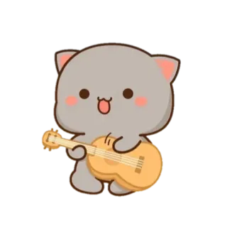 🎸 고양이, 만화, 기타, 귀여운, 동물 telegram sticker
