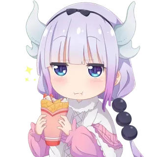 🍦 Kanna Kamui Miss Kobayashi's Dragon Maid Anime, Drago, Carino, Kanna, Kamui, Miss Kobayashi's Dragon Maid, Kawaii telegram sticker