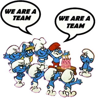 🎖 WE ARE A TEAM Puffi, Cartone animato, Squadra, Animazione, Torta telegram sticker