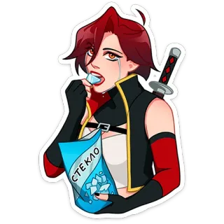 😭 СТЕКЛО Anime, Miecz, Szkło, Płacz, Lód, Postać, Dziewczyna telegram sticker