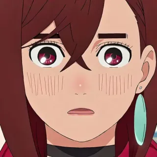 😧 Anime, geschockt, Frau, rote Haare, Cartoon telegram sticker