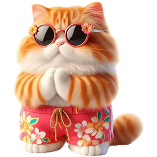 😎 mèo, kính râm, mùa hè, bãi biển, thú cưng, dễ thương, động vật telegram sticker