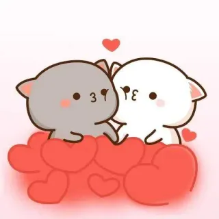 💞 cats, love, hearts, cute, cartoon, animals, kiss whatsapp sticker