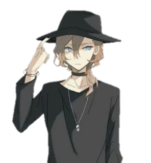 😒 Anime, Menino, Chapéu, Retrato, Gargantilha, Colar telegram sticker
