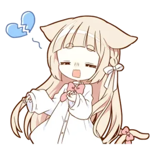 💔 anime, catgirl, kawaii, broken heart, sad telegram sticker