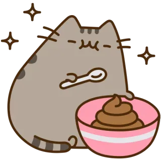 💩 Pusheen 猫, プシーン, デザート, 食べ物, かわいい telegram sticker
